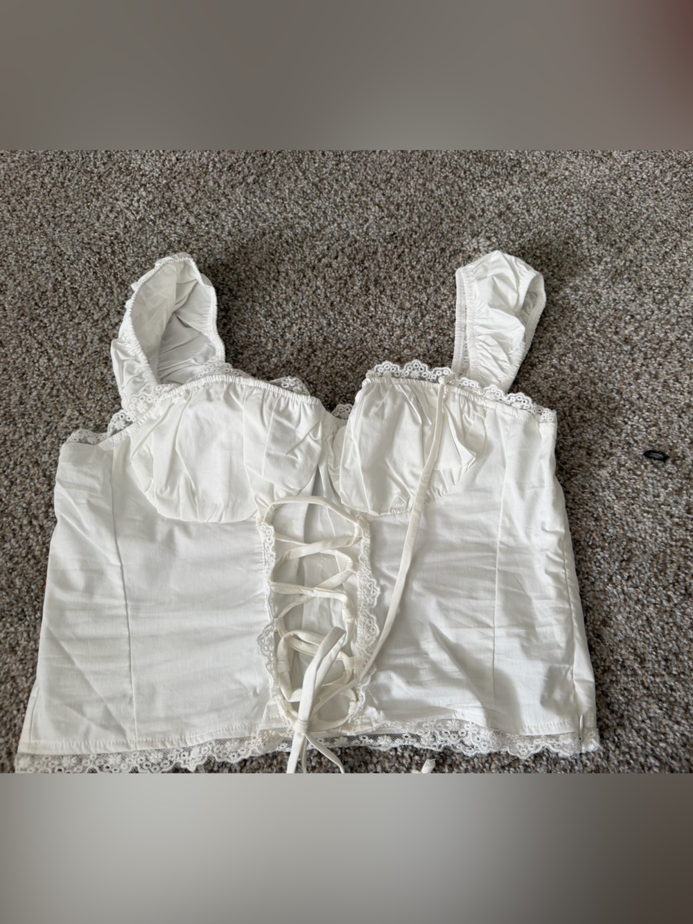 White Lace-Up Cropped Bustier Top
